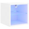 vidaXL Meuble TV mural avec lumi&egrave;res LED blanc 30x28,5x30 cm