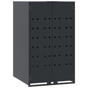 vidaXL Rangement pour poubelle &agrave; roulettes pour poubelle simple Anthracite 69 x 79 x 117 cm Acier