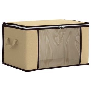 vidaXL Bo&icirc;te de rangement avec fen&ecirc;tre lat&eacute;rale transparente Cr&egrave;me
