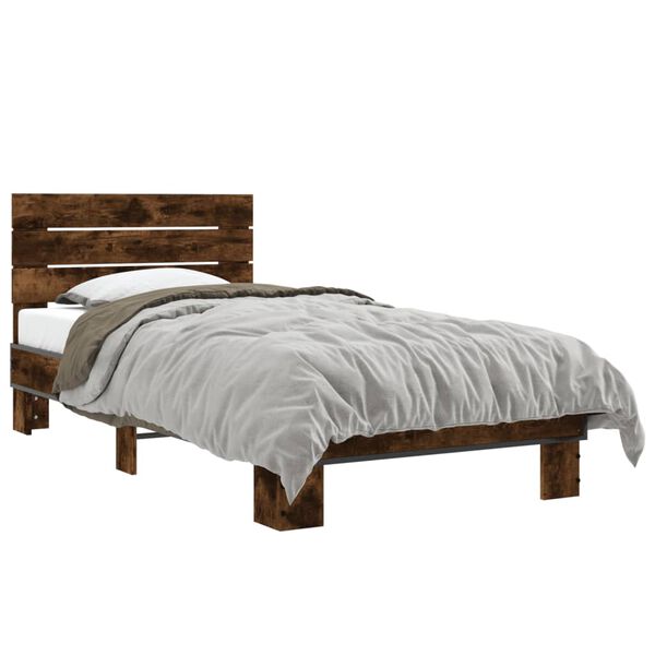 vidaXL Cadre de lit sans matelas chêne fumé 90x190 cm