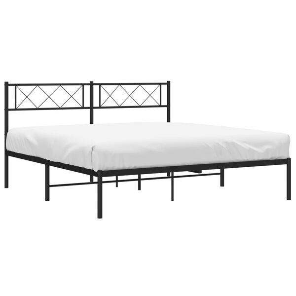 vidaXL Cadre de lit m&eacute;tal sans matelas avec t&ecirc;te de lit noir 140x190cm