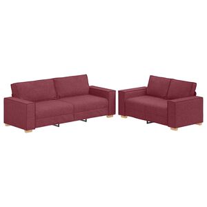 vidaXL Ensemble de canap&eacute; 2 pcs avec coussins en tissu rouge bordeaux