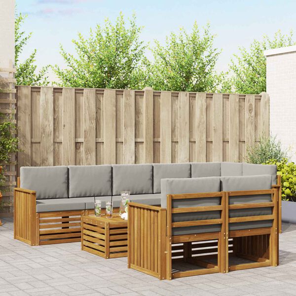 vidaXL Ensembles de canap&eacute;s avec coussin 9 pcs Gris Naturel et Clair