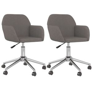 vidaXL Chaises pivotantes &agrave; manger lot de 2 Gris fonc&eacute; Tissu