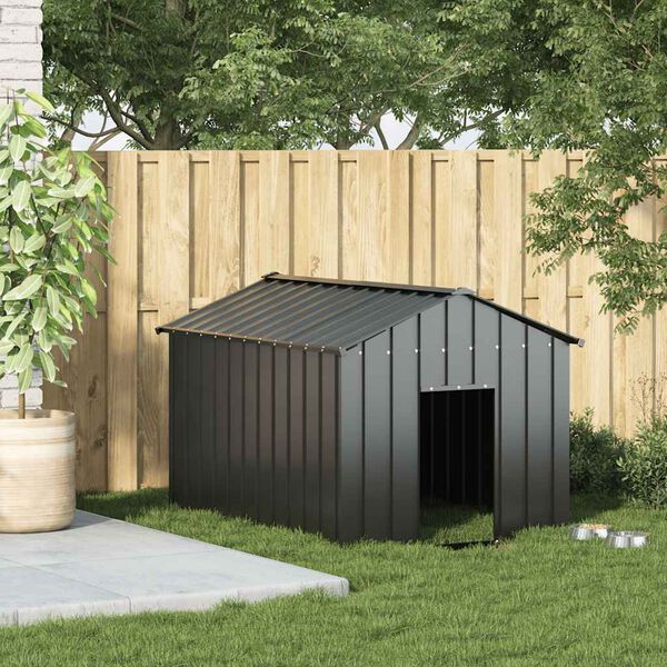 vidaXL Niche pour chien avec toit noir 113x153x101 cm acier galvanis&eacute;