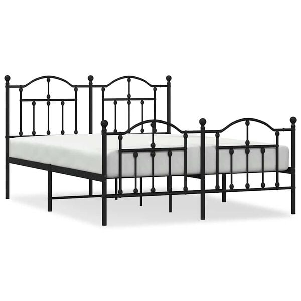 vidaXL Cadre de lit m&eacute;tal sans matelas avec pied de lit noir 140x200cm