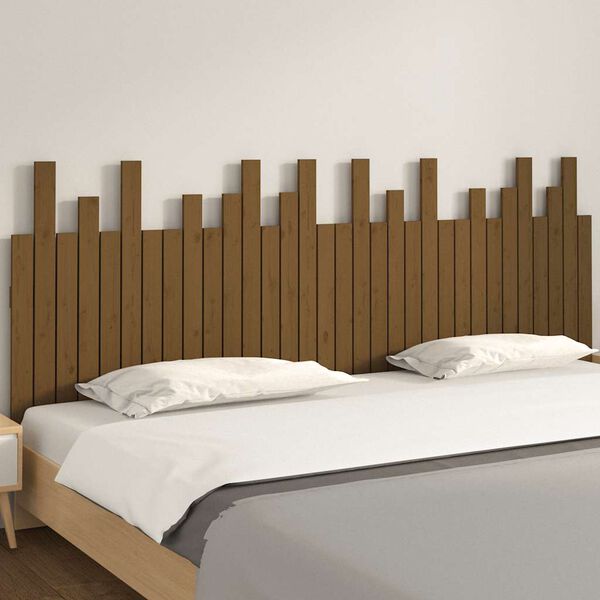 vidaXL T&ecirc;te de lit murale Marron miel 204x3x80 cm Bois massif de pin