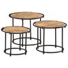 vidaXL Tables gigognes 3 pcs bois de manguier massif brut