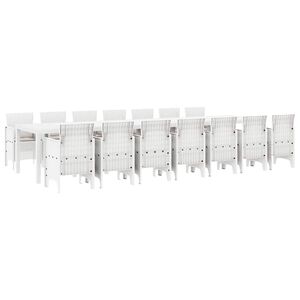 vidaXL Ensemble de salle &agrave; manger de jardin avec coussins 15 pcs Blanc