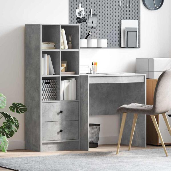 vidaXL Bureau avec tiroir 2 pcs Gris b&eacute;ton