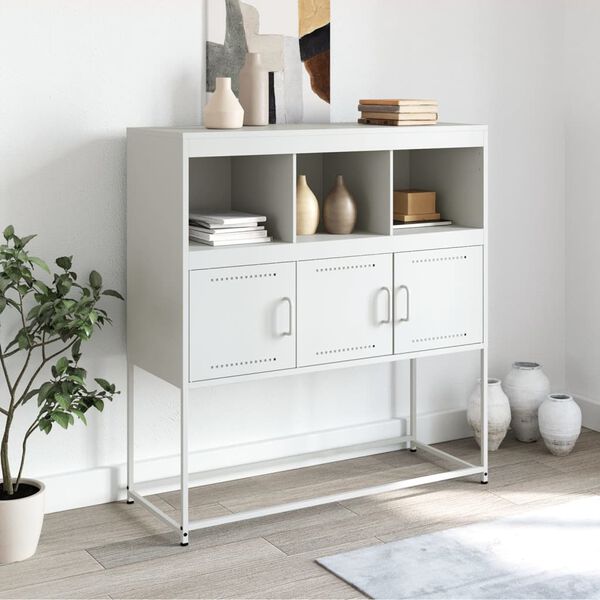 vidaXL Buffet blanc 100,5x39x107 cm acier