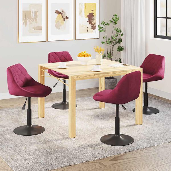 vidaXL Chaises à manger pivotantes lot de 4 rouge bordeaux velours