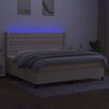 vidaXL Sommier &agrave; lattes de lit matelas et LED Cr&egrave;me 200x200 cm Tissu