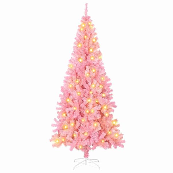 vidaXL Sapin de No&euml;l avec 300 LED avec support Rose 180 cm PVC