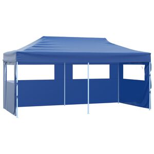 vidaXL Tente de r&eacute;ception pliable avec 4 parois 3x6 m Acier Bleu