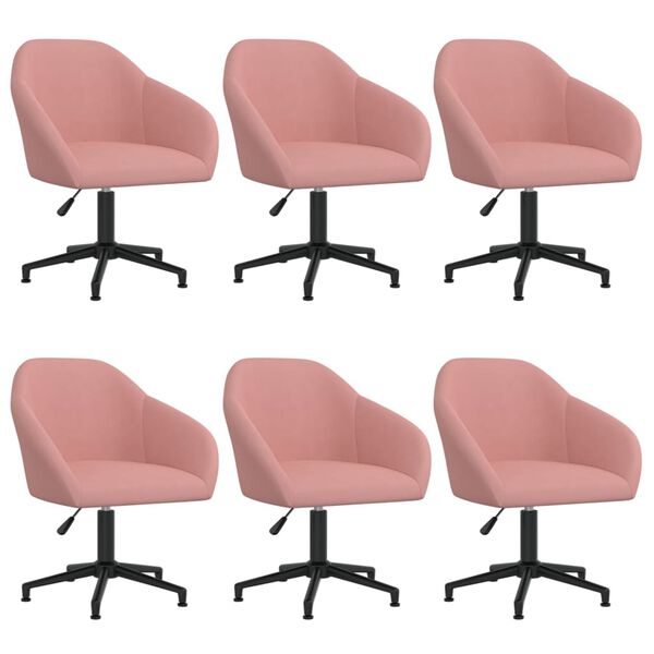 vidaXL Chaises pivotantes &agrave; manger lot de 6 rose velours
