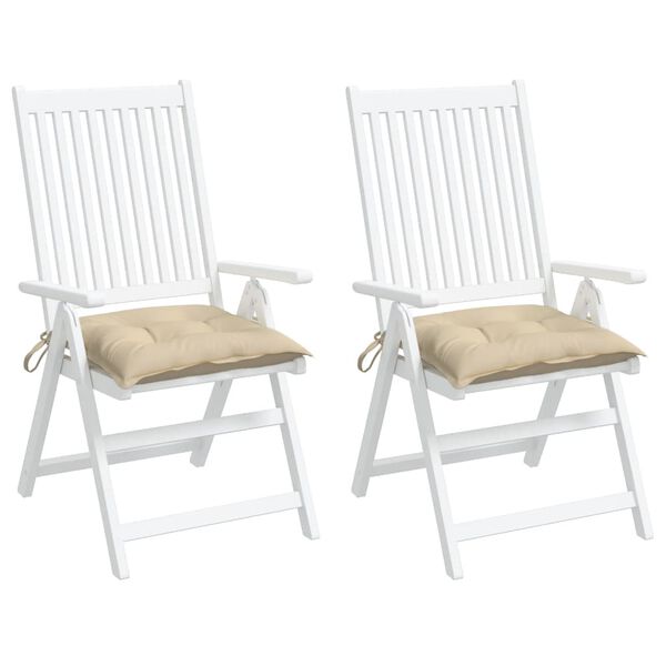 vidaXL Coussins de chaise lot de 2 beige 40x40x7 cm tissu oxford