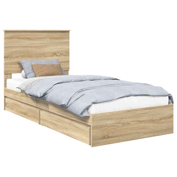 vidaXL Lit de Rangement Ch&ecirc;ne Sonoma 90 x 200 cm Bois d'ing&eacute;nierie