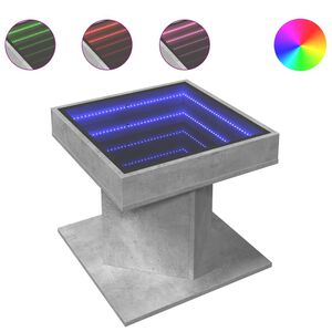 vidaXL Table basse avec LED gris b&eacute;ton 50x50x45 cm bois d'ing&eacute;nierie