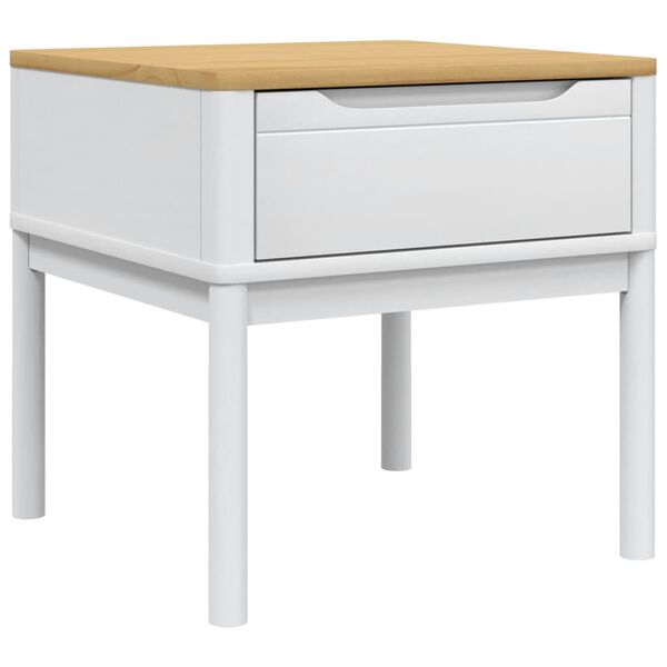vidaXL Table de chevet FLORO blanc 55x55x54 cm bois de pin massif