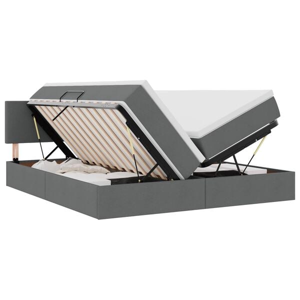 vidaXL Lit de Rangement Gris fonc&eacute; 180 x 200 cm Cuir synth&eacute;tique