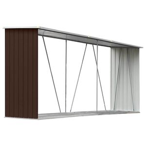 vidaXL Abri de stockage de bois Acier galvanis&eacute; 330x84x152 cm Marron