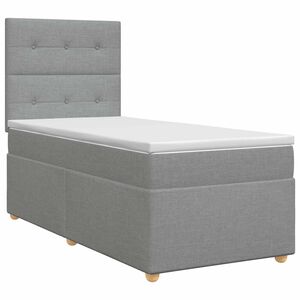 vidaXL Lit boxspring avec matelas Gris clair Simple Tissu