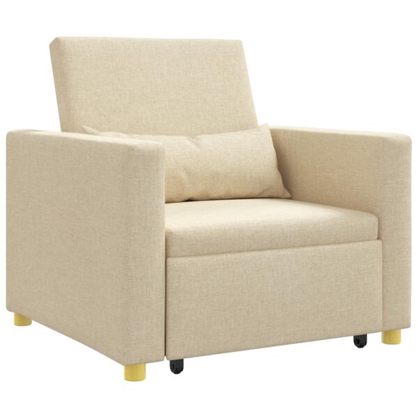 vidaXL Canap&eacute;-lit escamotable simple Cr&egrave;me 90 x 165 x 87 cm tissu