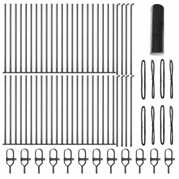 vidaXL Poteau de cl&ocirc;ture. Gris 100 x 1 m (maille de 13 mm)