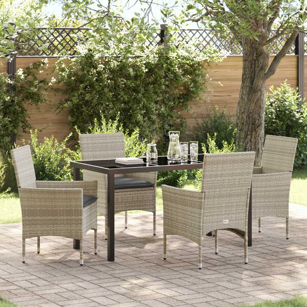 vidaXL Ensemble de salle &agrave; manger pour jardin 5 pcs Gris clair