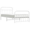 vidaXL Cadre de lit m&eacute;tal sans matelas et pied de lit blanc 107x203 cm