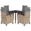 vidaXL Ensemble &agrave; manger de jardin coussins 5 pcs m&eacute;lange beige rotin