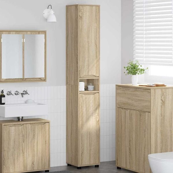 vidaXL Cabinet de salle de bain Ch&ecirc;ne Sonoma 30,5 x 30 x 195 cm