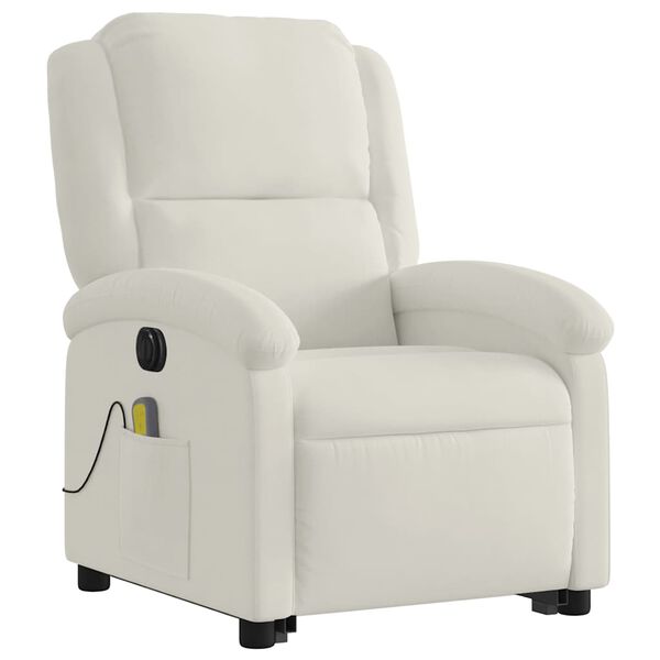 vidaXL Fauteuil inclinable de massage &eacute;lectrique cr&egrave;me velours