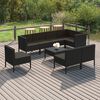 vidaXL Salon de jardin 9 pcs avec coussins R&eacute;sine tress&eacute;e Noir