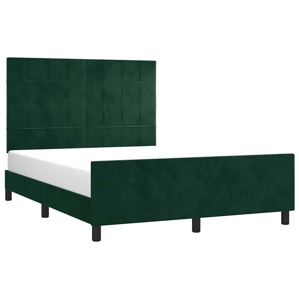 vidaXL Cadre de lit sans matelas vert fonc&eacute; 140x190 cm velours