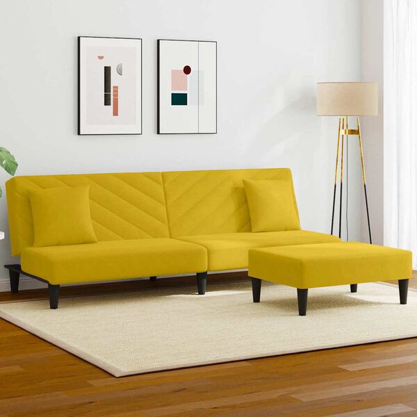 vidaXL Ensemble de canapés 2 pcs avec coussins jaune velours