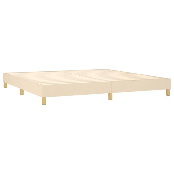 vidaXL Sommier &agrave; lattes de lit avec matelas Cr&egrave;me 200x200 cm Tissu