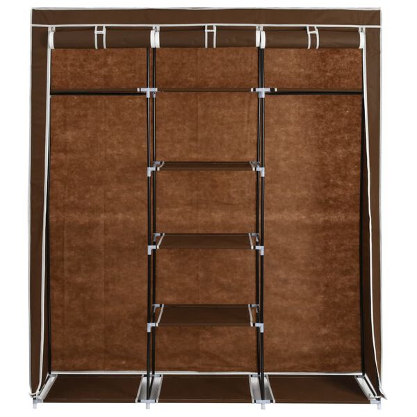 vidaXL Armoire avec compartiments et barres Marron 150x45x175 cm Tissu