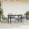vidaXL Ensemble &agrave; manger de jardin et coussins 5 pcs noir rotin verre