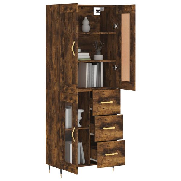 vidaXL Buffet haut Ch&ecirc;ne fum&eacute; 69,5x34x180 cm Bois d'ing&eacute;nierie