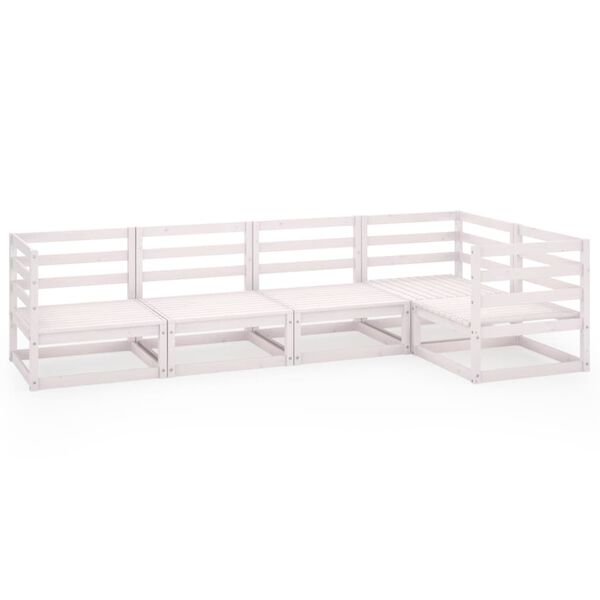 vidaXL Salon de jardin 5 pcs Blanc Bois de pin massif