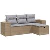 vidaXL Salon de jardin avec coussins 4pcs m&eacute;lange beige r&eacute;sine tress&eacute;e