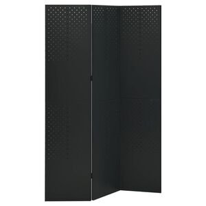 vidaXL Cloison de s&eacute;paration &agrave; 3 panneaux Noir 120x180 cm Acier