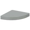 vidaXL &Eacute;tag&egrave;res d'angle flottantes 4 pcs gris brillant 25x25x3,8cm MDF