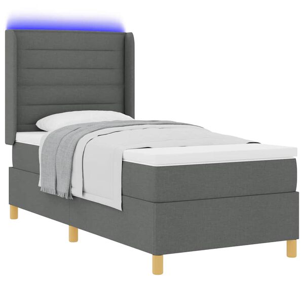 vidaXL Lit &agrave; ressorts avec matelas Gris 100 x 200 cm tissu