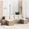 vidaXL Ensemble de canap&eacute; de jardin 6 pcs Beige et cr&egrave;me Poly Rattan