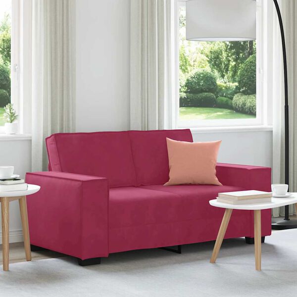 vidaXL Canapé à 2 places Rouge bordeaux 120 cm Velours