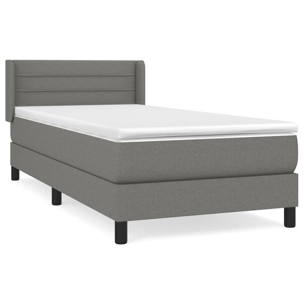 vidaXL Sommier &agrave; lattes de lit et matelas Gris fonc&eacute; 90x190 cm Tissu