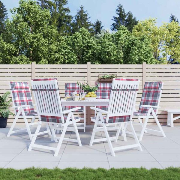 vidaXL Coussins de chaise &agrave; dossier haut lot de 6 carreaux rouge